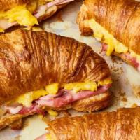 Croissant · Ham and cheese
 (or egg, ,or bacon/or  sausage.)
build your own