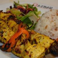 Chicken Shish Kebap · Marinated breast meat char-grilled.