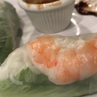 Summer Rolls · Steamed shrimp, lettuce, and vermicelli wrapped in rice paper. 2 pieces. Served with peanut ...