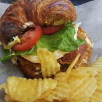 Blt · Bacon, Cool Crisp Lettuce, Juicy Tomato, and a Wisp of Mayo served on Croissant. Served with...