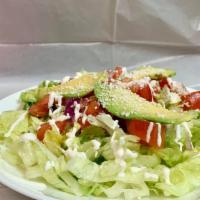 Medium Salad  · iceberg lettule salad, topped with pico de gallo avocado sour cream and gotija cheese ,,,,,