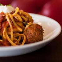 Linguine & Meatballs · beef & sausage meatballs, pomodoro, roasted garlic ricotta