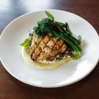 Swordfish · quinoa & pomegranate salad, lemon aioli, grilled broccolini