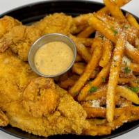Catfish & Shrimp · Two catfish fillets and four shrimp blackened or fried served with your choice of fries (Fla...