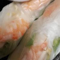 Summer Rolls · Rice paper rolls with shrimp, vermicelli noodles, mint, bean sprouts and lettuce dipped in a...