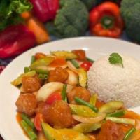 Catfish In Sweet&Sour Sauce · Battered catfish,cucumber,tomatoes,onion,and green onion.