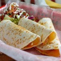 Cheese Quesadilla · Melted cheese wrapped folded into a flour tortilla.  Served with lettuce, pico de gallo, and...