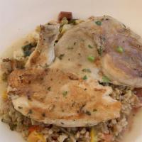 The Obedient Bird · One half brick chicken, deep south farro, natural herb jus, Chef's daily vegetable

**3.28 o...
