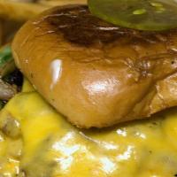 Dive Burger · Potato bun, “Oklahoma” smashed quarter-pound beef patty, cheddar, lettuce, tomato, carameliz...