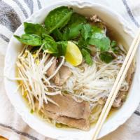 Phở Tái Nam Flank Steak · Beef noodle soup with flank steak.