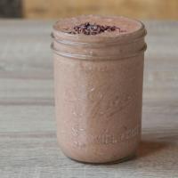 Lust · Almond milk, banana, cacao, dates, cashews, maca, a sprinkle of cayenne, and topped with cac...