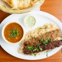 Chicken Seekh Kabab · Two tender rolls of succulent chicken minced, mixed with ginger, chilli, coriander and spice...