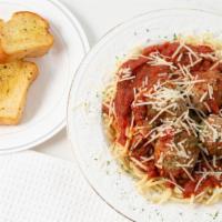 Garlic Spaghetti · Fresh garlic, parsley, marinara sauce & parmesan cheese. Add Protein for an additional charge.