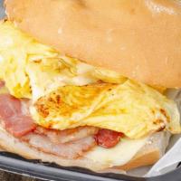 Bacon Egg Cheese Sandwich · Egg, cheese and bacon on a roll