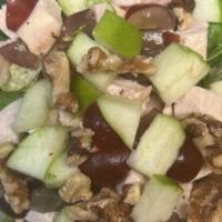Hydrangea Waldorf · Romaine lettuce, diced chicken, green apple, red grapes, walnuts in our lemon garlic mayo dr...