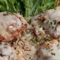 Goose Creek Meatballs · Homemade Italian Meatballs served on Fried Green Tomatoes and topped with Marinara, Mozzarel...