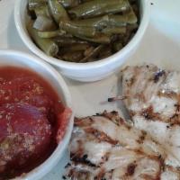 Grilled Chicken Breast · Served with 2 Sides.
