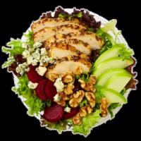Washington State Bowl · Chicken, Apples, Crushed Walnuts, Beets, Bleu Cheese Crumbles, Arcadian Mix.. Recommended dr...