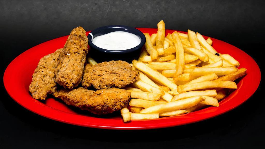 Chicken Tenders · Breaded and fried, served with honey mustard, ranch, or Bbq sauce. Served with your choice of a side. Consuming raw or undercooked meats, poultry, seafood, shellfish, or eggs may increase your risk of food borne illness.