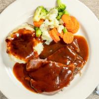 Pot Roast · Tender roast served with mashed potatoes and vegetables. Consuming raw or undercooked meats,...