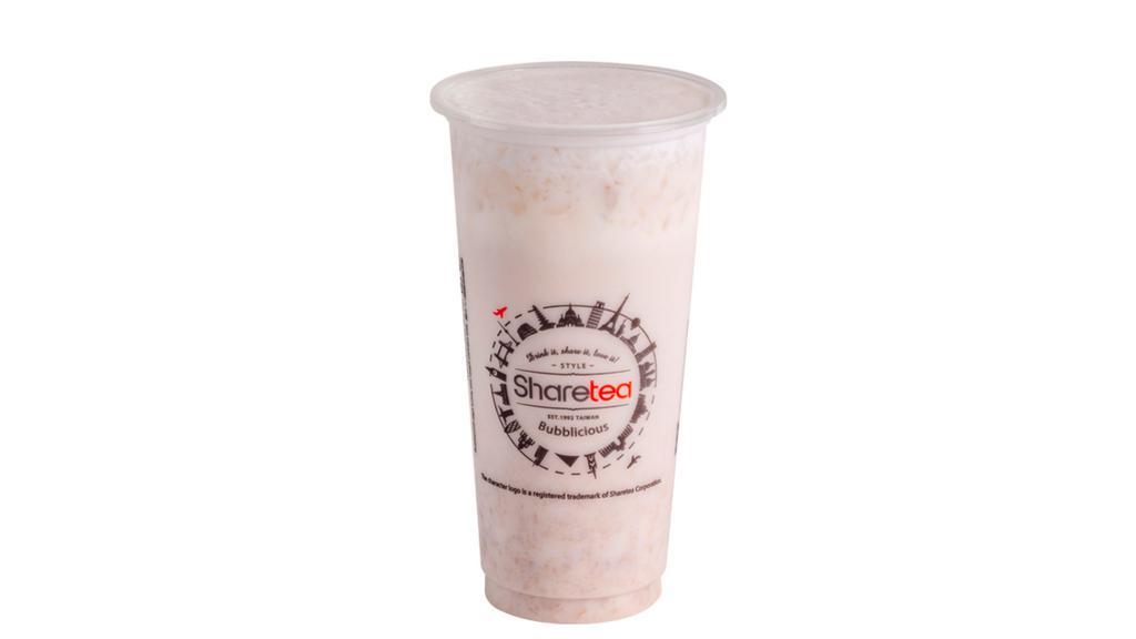 Handmade Taro With Fresh Milk · It is a very unique Sharetea slush drink. We use real taro chunks (not taro powder, no bright purple color) and fresh milk to blend them with ice until ice is crushed to tiny pieces. Fill fresh milk up to top of cup and seal. Non-caffeinated.