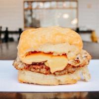 Sausage Egg & Cheese · sausage patty, house-made cheese sauce, egg (over easy)