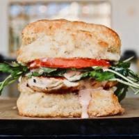 Grilled Chicken  · marinated grilled chicken, arugula, tomato, house-made fancy sauce