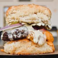 B-Bar Burger · double patty, jack cheese, cheddar cheese, red onion, dill pickles, dijon aioli