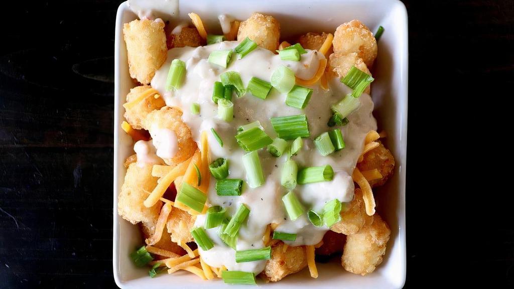 Southern Style-Tater Tots · house-made sausage gravy, cheddar cheese, green onions