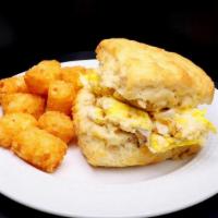 Egg & Biscuit · scrambled egg on a biscuit, with choice of tots or apple sauce