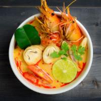 Tom Yum Soup · Light sweet and sour soup. Slightly spicy with chili paste and the aroma of lemongrass, kaff...