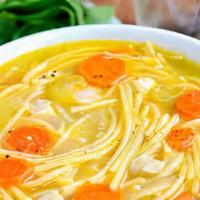Chicken Noodle Soup · Chicken broth with chicken, noodles, and vegetables.