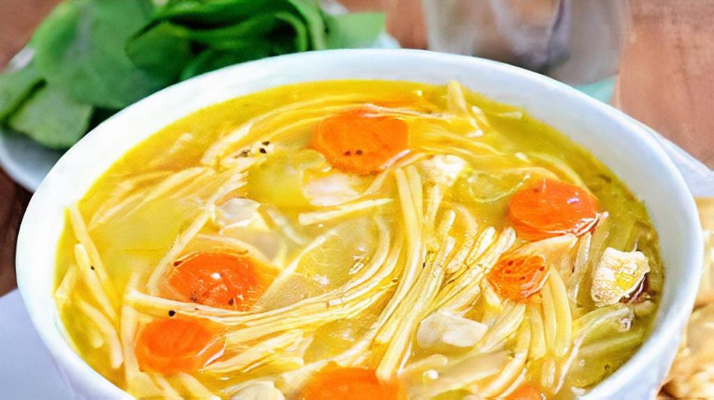 Chicken Noodle Soup · Chicken broth with chicken, noodles, and vegetables.