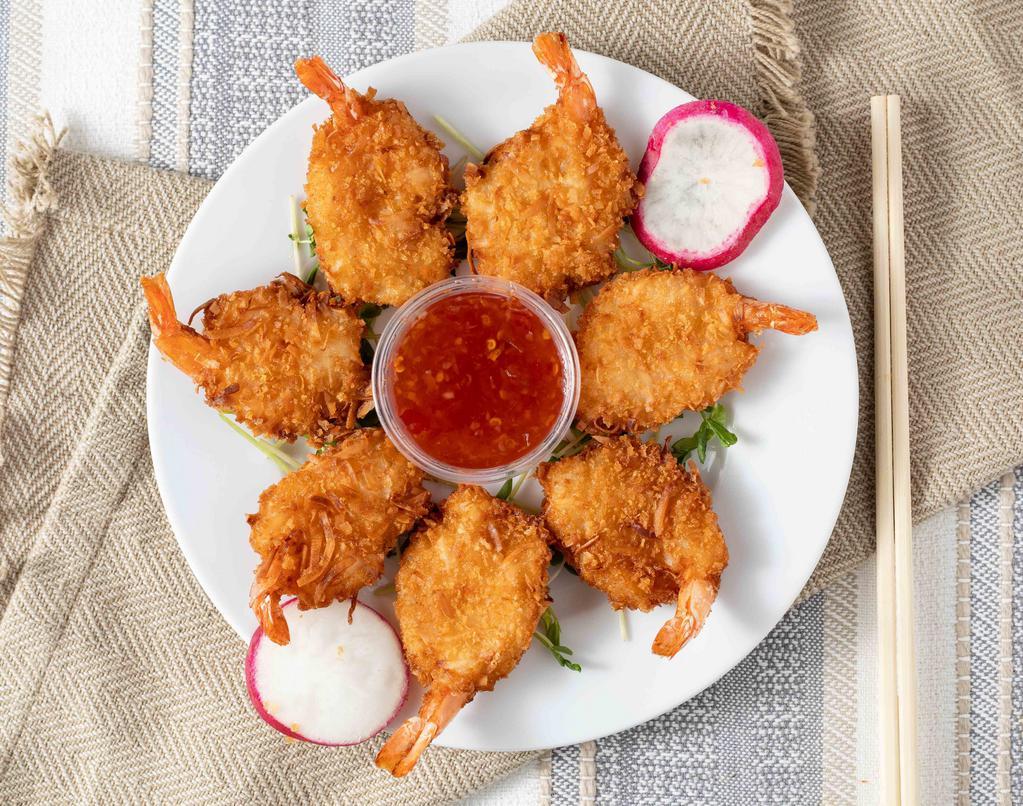 Coconut Shrimp (8) · With sweet chili sauce.