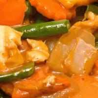 Peanut Sauce · Steamed vegetable topped with peanut sauce. Served with steamed rice.