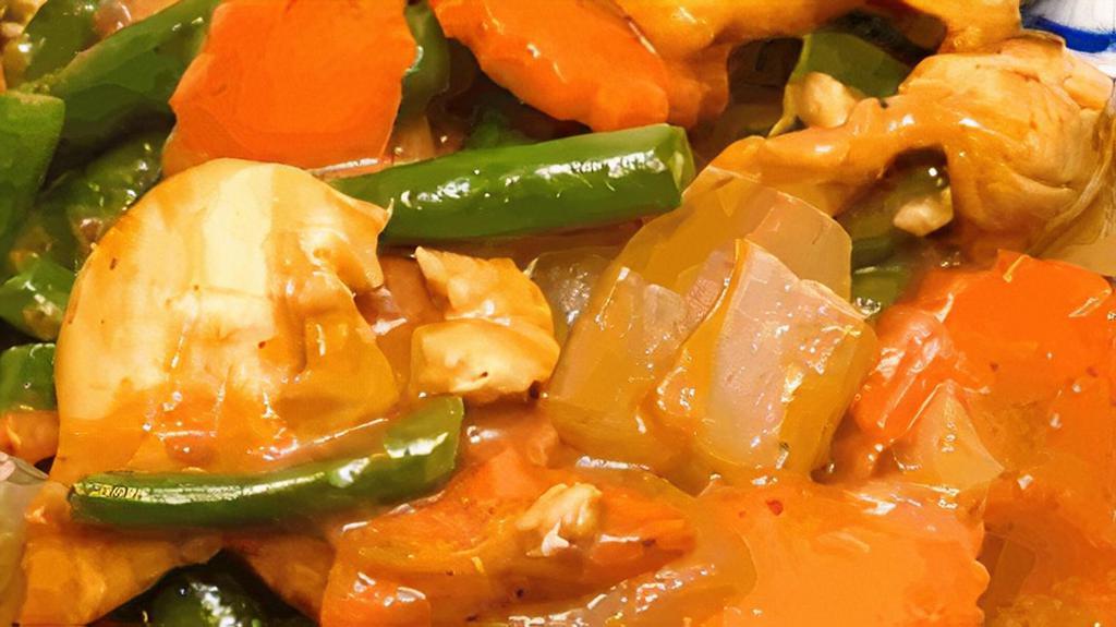 Peanut Sauce · Steamed vegetable topped with peanut sauce. Served with steamed rice.