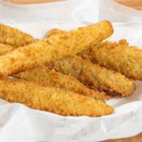Fried Pickles Chips · Served with spicy ranch.