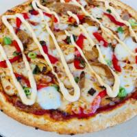 Peri-Peri Chicken (Medium) · House Cooked Chicken, Roasted Red Bell Peppers, Caramelized Onions, Scallions and Bocconcini...