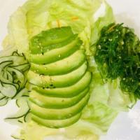 House Salad · Avocado, cucumber, and seaweed salad.