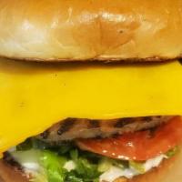 Turkey Cheeseburger · Ground white meat turkey. Grilled and served on toasted brioche bun. With your choice of che...