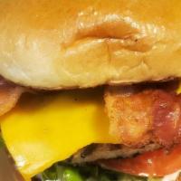 Turkey Bacon Cheeseburger · Ground white meat turkey. Grilled and served on toasted brioche bun. With your choice of che...