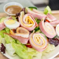 Chef'S Salad · Garden salad with ham, turkey, provolone and American cheese.