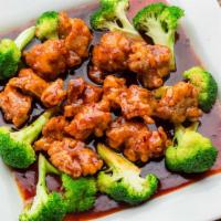 H 4. General Tso'S Chicken · Hot and spicy. Fried chunks of chicken, dried hot pepper and sautéed broccoli in special spi...