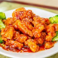 General Tso'S Chicken · Spicy. Chunks of boneless chicken sauteed in general tso's lightly breaded.