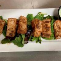 Tuna Bites · Ahi tuna cubed & seared to perfection with chef's cajun seasoning. Served with wasabi aioli