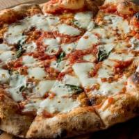 Margherita · Classic dough, san marzano tomato sauce, mozzarella, basil, pecorino romano
