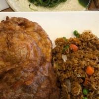  Beef Egg Foo Young · With rice.