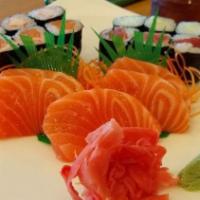 Salmon Lover (17) · Three salmon roll, three tuna roll, three crab roll, three cucumber roll, five salmon sashimi.