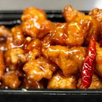 General Tso'S Chicken · Spicy. Chunks of chicken coated with water chestnuts flour and eggs deep-fried until crispy ...