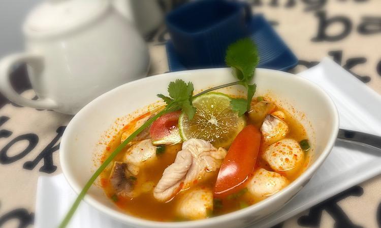 Chicken Lemongrass Soup (Spicy) · Spicy Thai hot & sour lemongrass broth with chicken (can substitute protein) fresh mushrooms, tomatoes, fresh cilantro, and lime juice